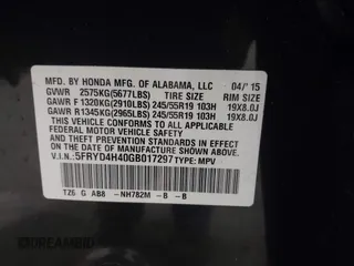 2016 Acura MDX w/Tech with VIN 5FRYD4H40GB017297, listed as a IAAI auction lot 41899975 with 95,757 mi miles. Bid and sale history available at carsss.com. Image 9.
