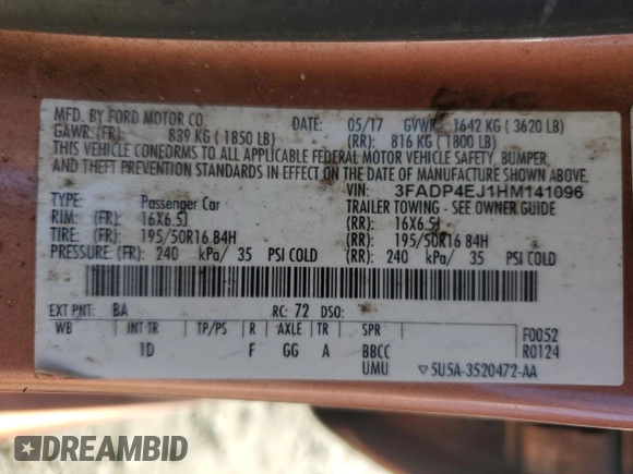 2017 Ford Fiesta SE with VIN 3FADP4EJ1HM141096, listed as a Copart auction lot 44942145 with 101,349 mi miles and Salvage Title. Bid and sale history available at carsss.com. Image 12.