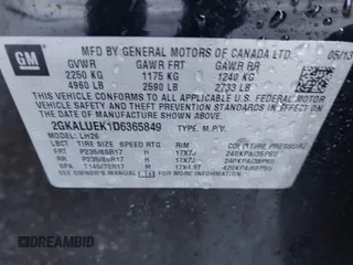 2013 GMC Terrain SLT with VIN 2GKALUEK1D6365849, listed as a IAAI auction lot 41756515 with 114,598 mi miles and . Bid and sale history available at carsss.com. Image 9.