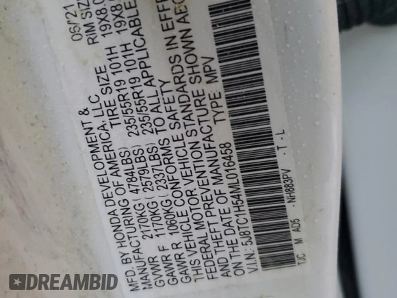 2021 Acura RDX w/Technology Package with VIN 5J8TC1H54ML016458, listed as a Copart auction lot 73889854 with Not Provided miles and Salvage Title. Bid and sale history available at carsss.com. Image 14.