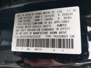 2009 Acura TSX с VIN JH4CU26659C034339, выставлен на аукционе IAAI как лот 42684422 с пробегом 139 601 миль миль и . История ставок и продаж доступна на DreamBid. Изображение 9.