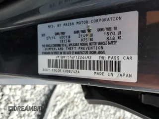 2015 Mazda 3 i SV with VIN JM1BM1T74F1226492, listed as a Copart auction lot 78924504 with 90,456 mi miles and Salvage Title. Bid and sale history available at DreamBid. Image 13.