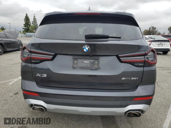2022 BMW X3 sDrive30i with VIN WBX47DP01NN148035, listed as a Copart auction lot 53548425 with Not Provided miles and Salvage Title. Bid and sale history available at DreamBid. Image 6.