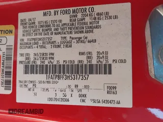 2017 Ford Mustang GT Premium with VIN 1FATP8FF3H5317357, listed as a IAAI auction lot 42130467 with 61,551 mi miles and . Bid and sale history available at DreamBid. Image 9.