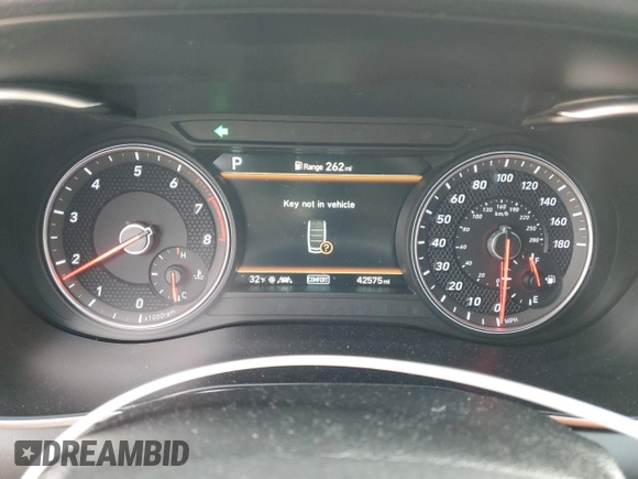 2020 Genesis G70 2.0T with VIN KMTG44LAXLU063118, listed as a Copart auction lot 44226235 with 42,575 mi miles and Salvage title. Bid and sale history available at DreamBid. Image 9.