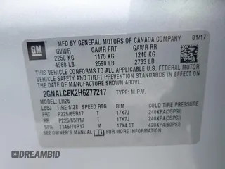 2017 Chevrolet Equinox LT with VIN 2GNALCEK2H6277217, listed as a IAAI auction lot 42202357 with 152,157 mi miles and . Bid and sale history available at DreamBid. Image 9.