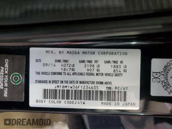 2015 Mazda 3 S Grand Touring with VIN JM1BM1W36F1234635, listed as a Copart auction lot 44019905 with 169,991 mi miles and Salvage Title. Bid and sale history available at DreamBid. Image 13.