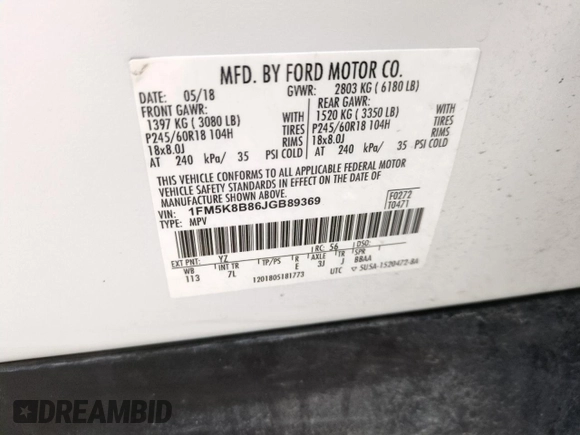 2018 Ford Explorer with VIN 1FM5K8B86JGB89369, listed as a Copart auction lot 42862245 with 85,702 mi miles and Salvage title. Bid and sale history available at DreamBid. Image 13.