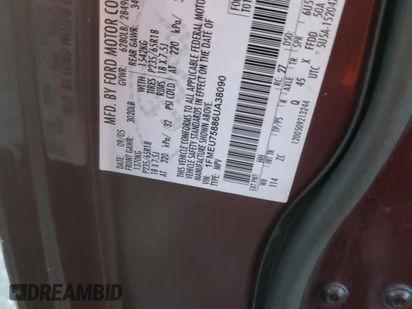 2006 Ford Explorer Limited z VIN 1FMEU75886UA38090, wystawiony jako Copart lot #84542404 z przebiegiem 231 921 mil mil oraz Szkoda całkowita • Salvage title. Historia ofert i sprzedaży dostępna na DreamBid. Obrazek 12.
