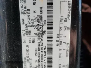 2015 Ford F-150 XLT with VIN 1FTEW1EF1FFC45760, listed as a Copart auction lot 46503515 with 0 mi miles and Non Repairable. Bid and sale history available at carsss.com. Image 13.