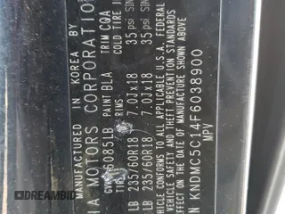 2015 Kia Sedona SX with VIN KNDMC5C14F6038900, listed as a Copart auction lot 44683445 with 166,793 mi miles and Salvage Title. Bid and sale history available at carsss.com. Image 13.