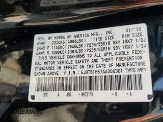2010 Acura RDX Tech Pkg with VIN 5J8TB1H57AA004301, listed as a Copart auction lot 69863304 with 202,663 mi miles and Salvage Title. Bid and sale history available at carsss.com. Image 13.