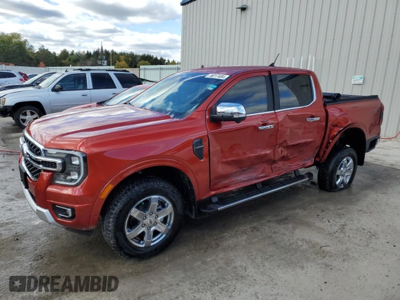 2024 Ford Ranger LARIAT with VIN 1FTER4KH0RLE20133, listed as a Copart auction lot 76017404 with 6,144 mi miles and Salvage Title. Bid and sale history available at carsss.com. Image 1.