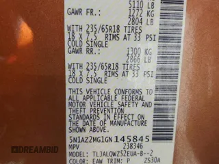 2016 Nissan Murano SV z VIN 5N1AZ2MG1GN145845, wystawiony jako Copart lot #53583945 z przebiegiem 104 065 mil mil oraz Szkoda całkowita • Salvage title. Historia ofert i sprzedaży dostępna na DreamBid. Obrazek 16.