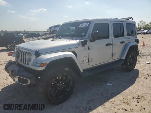2024 Jeep Wrangler Sahara with VIN 1C4RJXP60RW122620, listed as a Copart auction lot 50622135 with 22,238 mi miles and Salvage Title. Bid and sale history available at DreamBid. Image 1.
