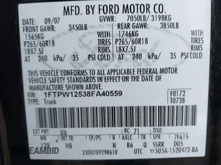 2008 Ford F-150 XLT с VIN 1FTPW12538FA40559, выставлен на аукционе IAAI как лот 41200440 с пробегом 243 970 миль миль и . История ставок и продаж доступна на DreamBid. Изображение 9.