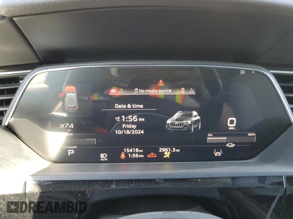 2022 Audi e-tron Chronos with VIN WA1VABGE4NB040071, listed as a Copart auction lot 76121574 with 15,418 mi miles and Salvage title. Bid and sale history available at DreamBid. Image 9.