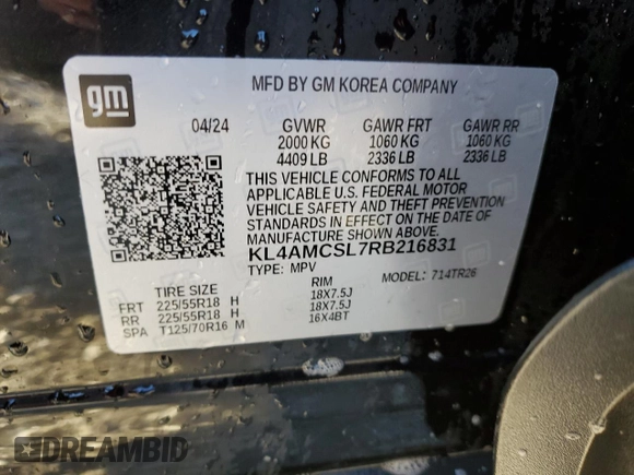 2024 Buick Encore GX Preferred z VIN KL4AMCSL7RB216831, wystawiony jako Copart lot #42343275 z przebiegiem 14 484 mil mil oraz Szkoda całkowita • Salvage title. Historia ofert i sprzedaży dostępna na DreamBid. Obrazek 14.