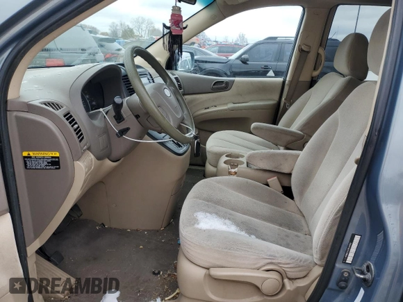 2008 Kia Sedona EX with VIN KNDMB233286246361, listed as a Copart auction lot 80190154 with 191,092 mi miles and Salvage Title. Bid and sale history available at carsss.com. Image 7.