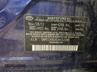2013 Hyundai Sonata Limited with VIN 5NPEC4AC4DH652285, listed as a Copart auction lot 42961765 with 176,434 mi miles and Salvage Title. Bid and sale history available at DreamBid. Image 13.