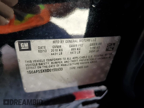 2013 Cadillac ATS Premium with VIN 1G6AF5SX8D0155933, listed as a Copart auction lot 73856354 with 44,185 mi miles and Salvage Title. Bid and sale history available at carsss.com. Image 13.