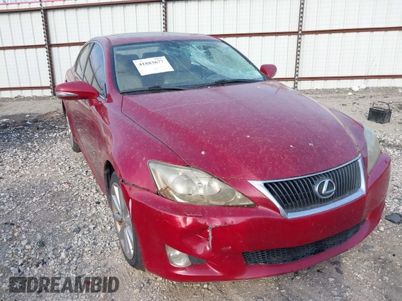 2009 Lexus IS with VIN JTHCK262492032459, listed as a IAAI auction lot 41883677 with 187,740 mi miles. Bid and sale history available at carsss.com. Image 6.