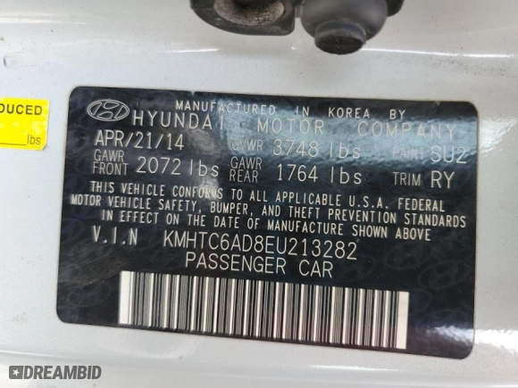 2014 Hyundai Veloster with VIN KMHTC6AD8EU213282, listed as a Copart auction lot 51631815 with 161,689 mi miles and Clean Title. Bid and sale history available at carsss.com. Image 12.