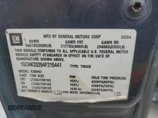 2004 Chevrolet Silverado 3500 SRW with VIN 1GCHK33294F215441, listed as a Copart auction lot 75124814 with 0 mi miles and Salvage Title. Bid and sale history available at carsss.com. Image 13.