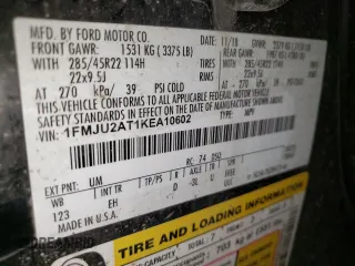 2019 Ford Expedition Limited с VIN 1FMJU2AT1KEA10602, выставлен на аукционе Copart как лот 56602095 с пробегом 74 808 миль миль и Списание • Salvage title. История ставок и продаж доступна на DreamBid. Изображение 13.