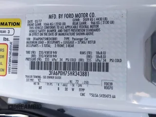 2017 Ford Fusion SE with VIN 3FA6P0H75HR343881, listed as a IAAI auction lot 41855068 with 44,141 mi miles. Bid and sale history available at carsss.com. Image 9.