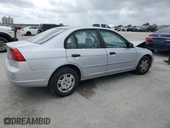 2001 Honda Civic LX with VIN JHMES16551S008527, listed as a Copart auction lot 51445275 with 0 mi miles and Salvage Title. Bid and sale history available at carsss.com. Image 3.