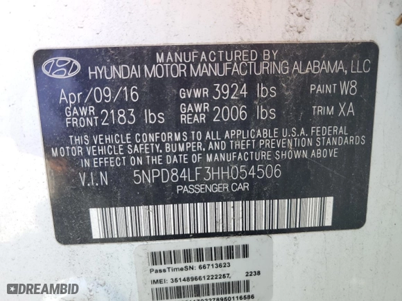 2017 Hyundai Elantra SE with VIN 5NPD84LF3HH054506, listed as a Copart auction lot 52057685 with 117,669 mi miles and Salvage Title. Bid and sale history available at carsss.com. Image 14.