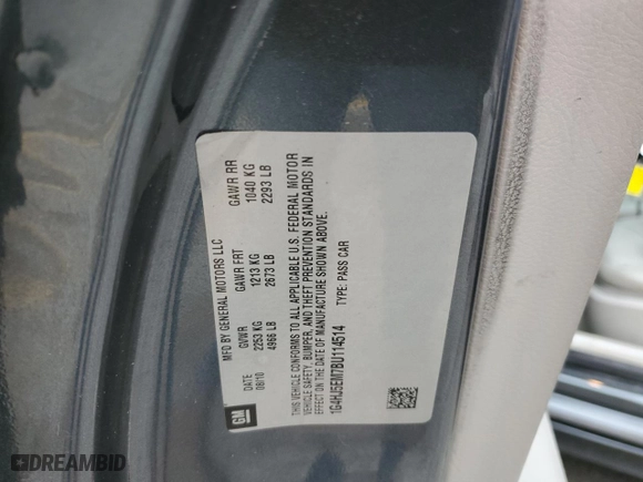 2011 Buick Lucerne CXL Premium with VIN 1G4HJ5EM7BU114514, listed as a Copart auction lot 50075225 with 131,369 mi miles and Salvage Title. Bid and sale history available at carsss.com. Image 12.