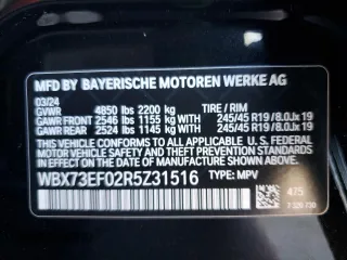 2024 BMW X1 xDrive28i z VIN WBX73EF02R5Z31516, wystawiony jako Copart lot #52913595 z przebiegiem Nie podano mil oraz Szkody całkowita. Historia ofert i sprzedaży dostępna na DreamBid. Obrazek 15.