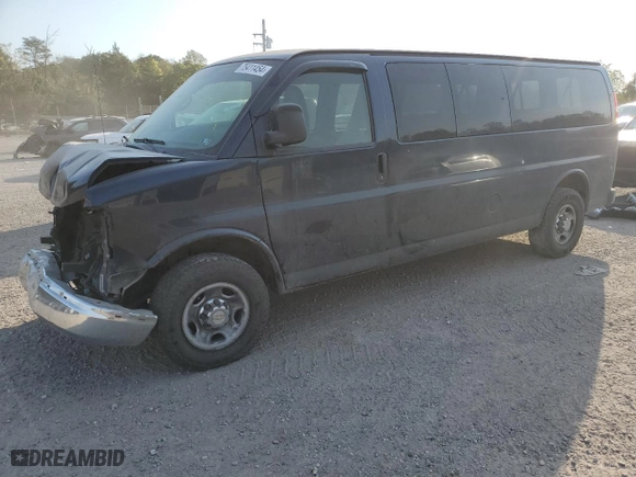 2013 Chevrolet Express Passenger 1LT with VIN 1GAZG1FA0D1172692, listed as a Copart auction lot 75411454 with 159,250 mi miles and Salvage Title. Bid and sale history available at carsss.com. Image 1.