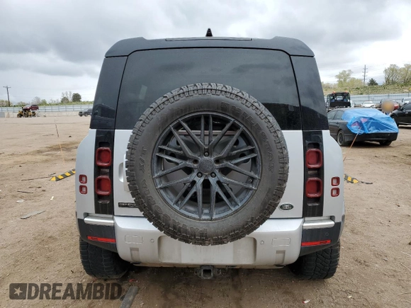 2020 Land Rover Defender HSE with VIN SALE1EEU9L2003444, listed as a Copart auction lot 55457225 with 27,092 mi miles and Salvage title. Bid and sale history available at DreamBid. Image 6.