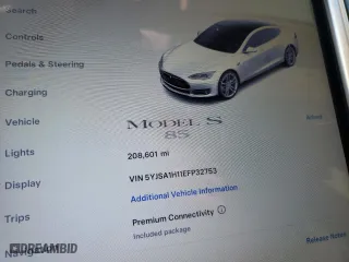 2014 Tesla Model S 60 kWh Battery with VIN 5YJSA1H11EFP32753, listed as a Copart auction lot 54084155 with 208,601 mi miles and Clean Title. Bid and sale history available at carsss.com. Image 9.