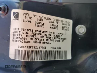 2005 Saturn ION ION 1 z VIN 1G8AF52F75Z147768, wystawiony jako Copart lot #48152675 z przebiegiem 114 540 mil mil oraz Szkody całkowita. Historia ofert i sprzedaży dostępna na DreamBid. Obrazek 12.