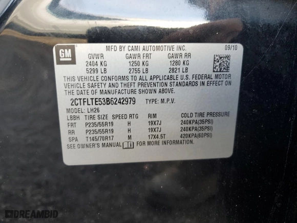 2011 GMC Terrain SLE-2 with VIN 2CTFLTE53B6242979, listed as a Copart auction lot 82396214 with 121,454 mi miles and Clean Title. Bid and sale history available at carsss.com. Image 13.