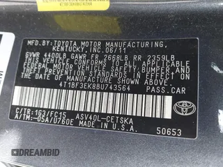 2011 Toyota Camry LE z VIN 4T1BF3EK8BU743564, wystawiony jako IAAI lot #41795818 z przebiegiem 168 877 mil mil oraz . Historia ofert i sprzedaży dostępna na DreamBid. Obrazek 9.