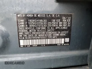 2023 Honda HR-V Sport with VIN 3CZRZ1H55PM702027, listed as a Copart auction lot 59563395 with 71,311 mi miles and Salvage title. Bid and sale history available at DreamBid. Image 14.