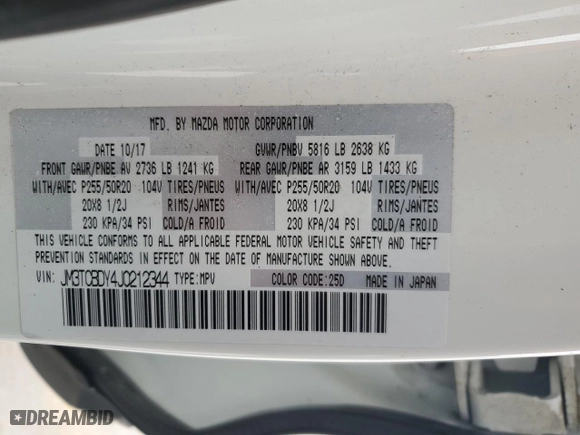 2018 Mazda CX-9 Grand Touring with VIN JM3TCBDY4J0212344, listed as a Copart auction lot 41739065 with 64,581 mi miles and Salvage Title. Bid and sale history available at carsss.com. Image 15.