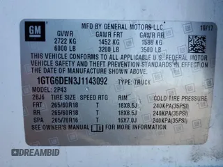 2018 GMC Canyon 4WD SLT z VIN 1GTG6DEN3J1143092, wystawiony jako Copart lot #46322305 z przebiegiem 64 599 mil mil oraz Szkoda całkowita • Salvage title. Historia ofert i sprzedaży dostępna na DreamBid. Obrazek 12.