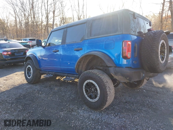 2023 Ford Bronco with VIN 1FMEE5DP4PLB96024, listed as a IAAI auction lot 41805805 with 16,436 mi miles. Bid and sale history available at carsss.com. Image 3.