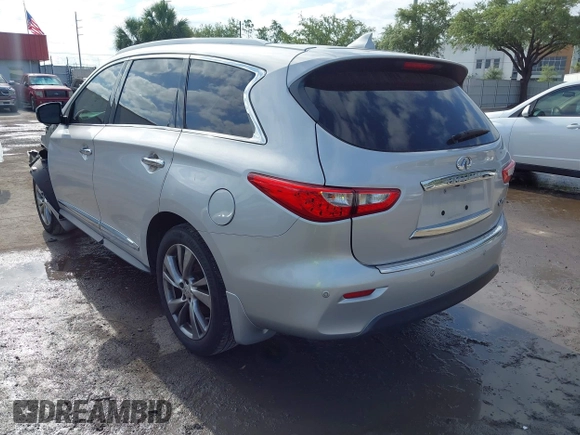 2014 Infiniti QX60 with VIN 5N1AL0MM0EC525019, listed as a IAAI auction lot 42035281 with 137,831 mi miles. Bid and sale history available at carsss.com. Image 3.