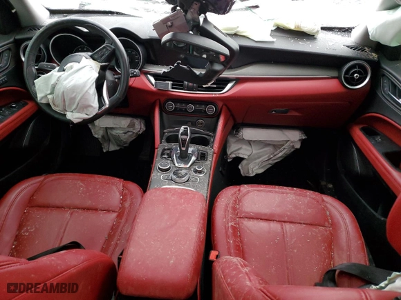 2020 Alfa Romeo Stelvio Ti with VIN ZASPAKBN9L7C76793, listed as a Copart auction lot 85367004 with 0 mi miles and Salvage Title. Bid and sale history available at carsss.com. Image 8.