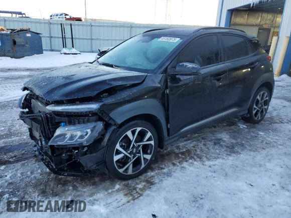 2022 Hyundai Kona Limited with VIN KM8K53A36NU902118, listed as a Copart auction lot 45153975 with 30,597 mi miles and Salvage Title. Bid and sale history available at carsss.com. Image 1.