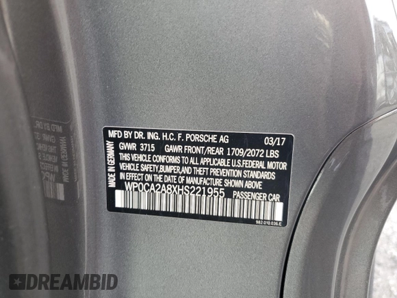 2017 Porsche 718 Boxster z VIN WP0CA2A8XHS221955, wystawiony jako Copart lot #39600404 z przebiegiem 52 979 mil mil oraz . Historia ofert i sprzedaży dostępna na DreamBid. Obrazek 12.