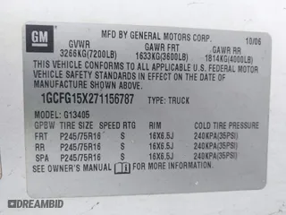 2007 Chevrolet Express Cargo Van with VIN 1GCFG15X271156787, listed as a IAAI auction lot 41980610 with 266,250 mi miles. Bid and sale history available at carsss.com. Image 9.