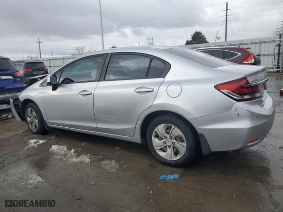 2013 Honda Civic Sdn LX with VIN 19XFB2F5XDE053983, listed as a Copart auction lot 81848084 with 0 mi miles and Salvage Title. Bid and sale history available at carsss.com. Image 2.